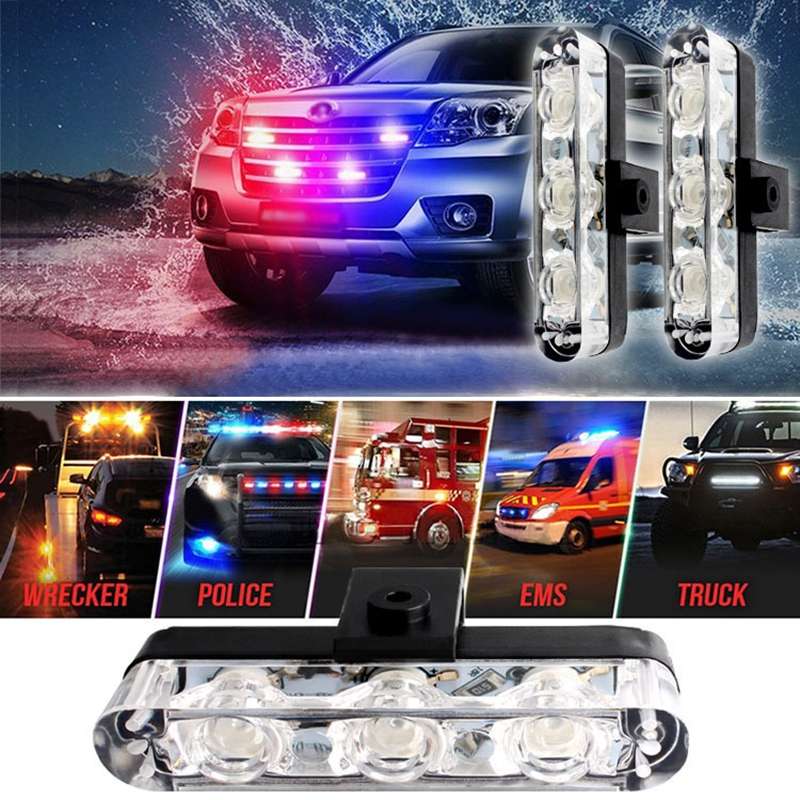 4 in 1 Car 12LEDs Grille Flash Lights Warning Lights with Wireless Remote Control, Color:Blue