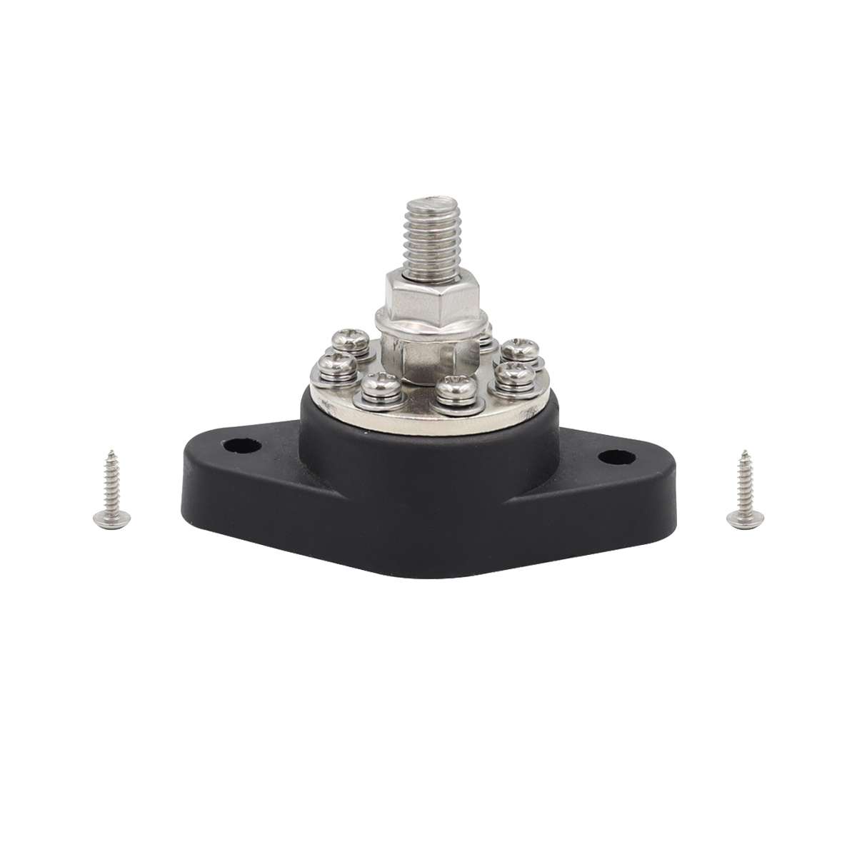 3/8 inch M10 RV Yacht 8-way Terminal Stud with 2 M5x20 Screws(Black)