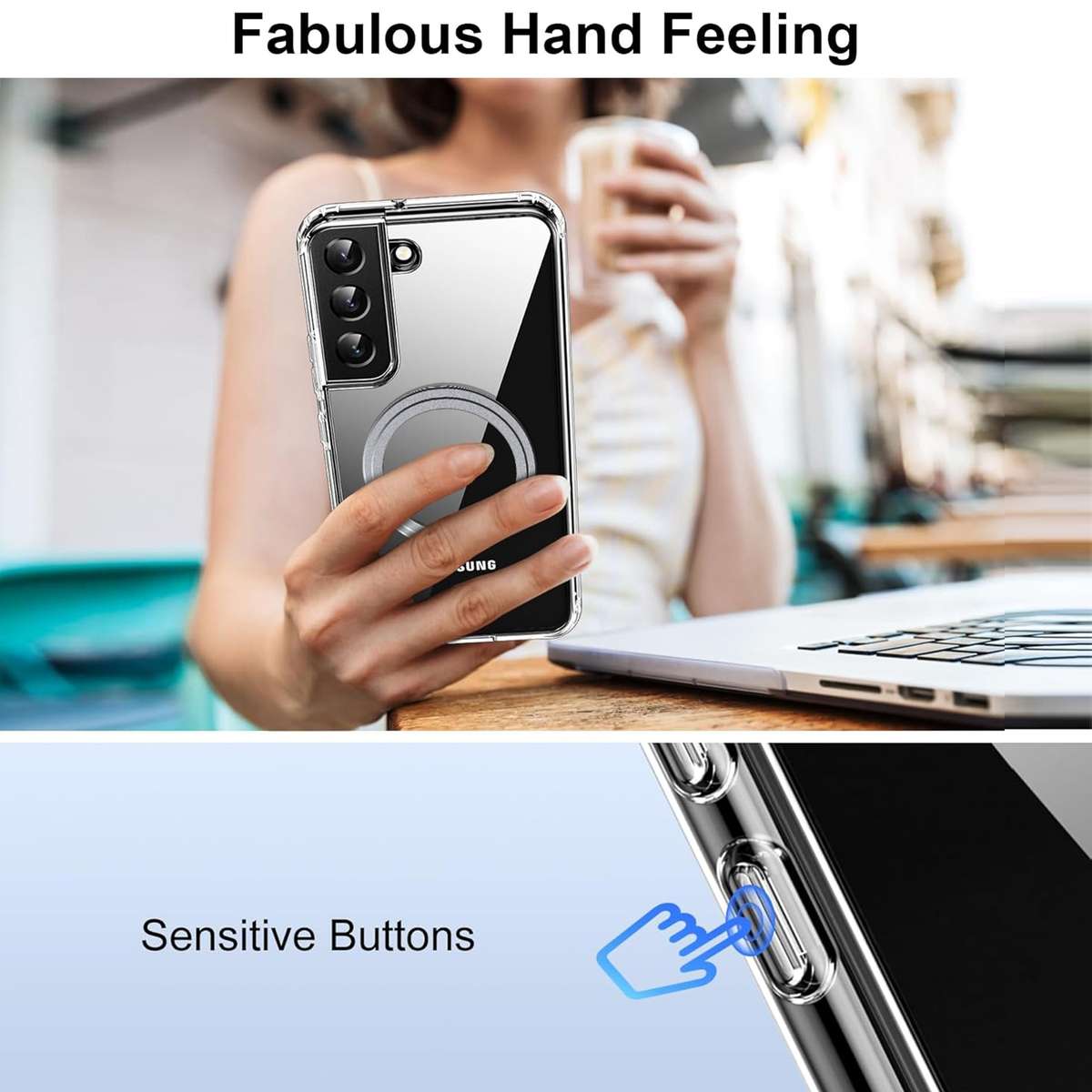 For Samsung Galaxy S21 FE 5G Transparent Frosted MagSafe Phone Case