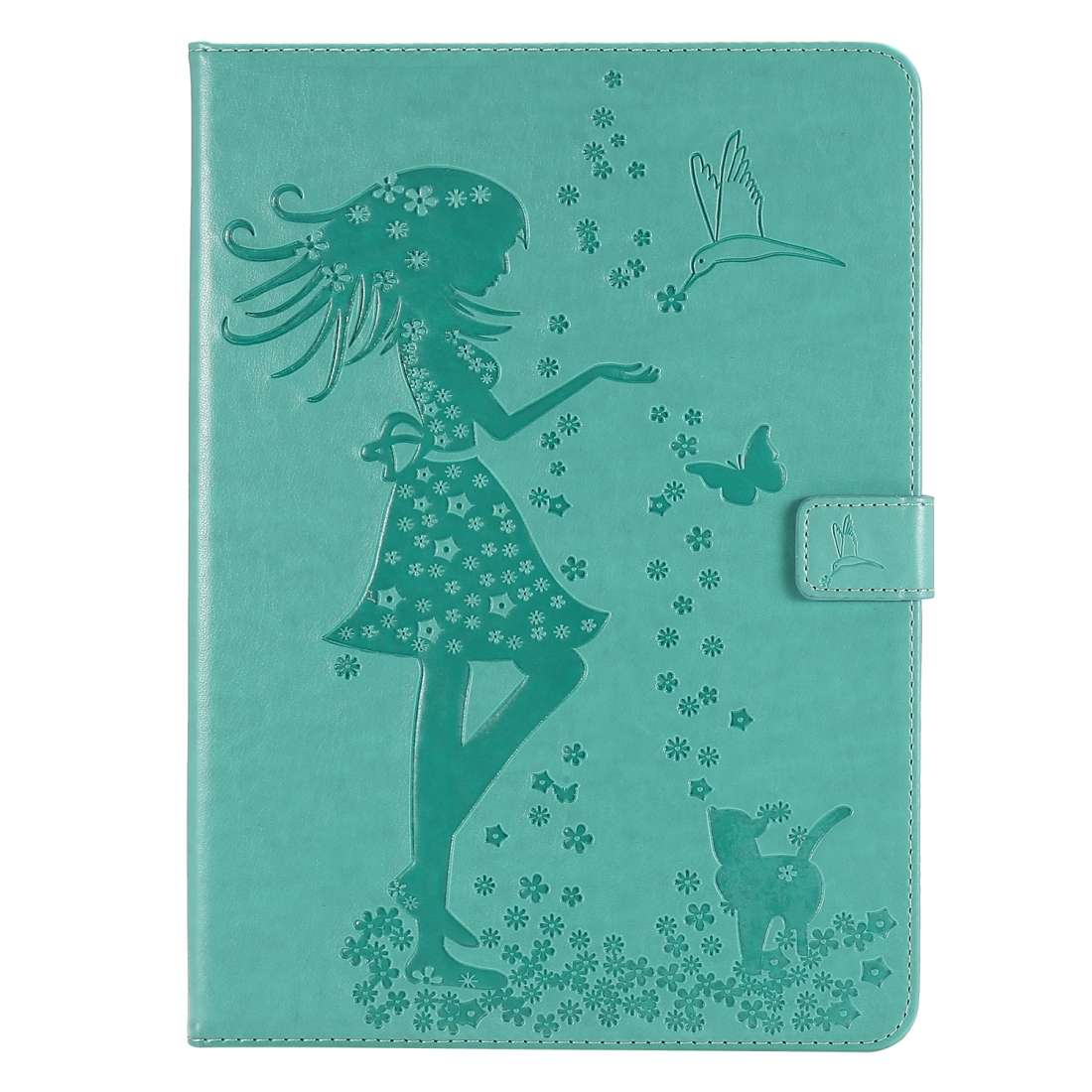For iPad Pro 11 (2020) Pressed Printing Woman and Cat Pattern Horizontal Flip Leather ... (Green)
