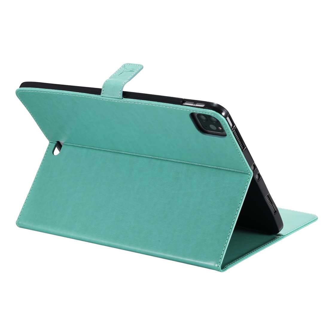 For iPad Pro 11 (2020) Pressed Printing Woman and Cat Pattern Horizontal Flip Leather ... (Green)