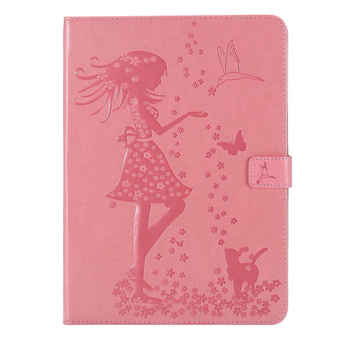 For iPad Pro 11 (2020) Pressed Printing Woman and Cat Pattern Horizontal Flip Leather T ... (Pink)