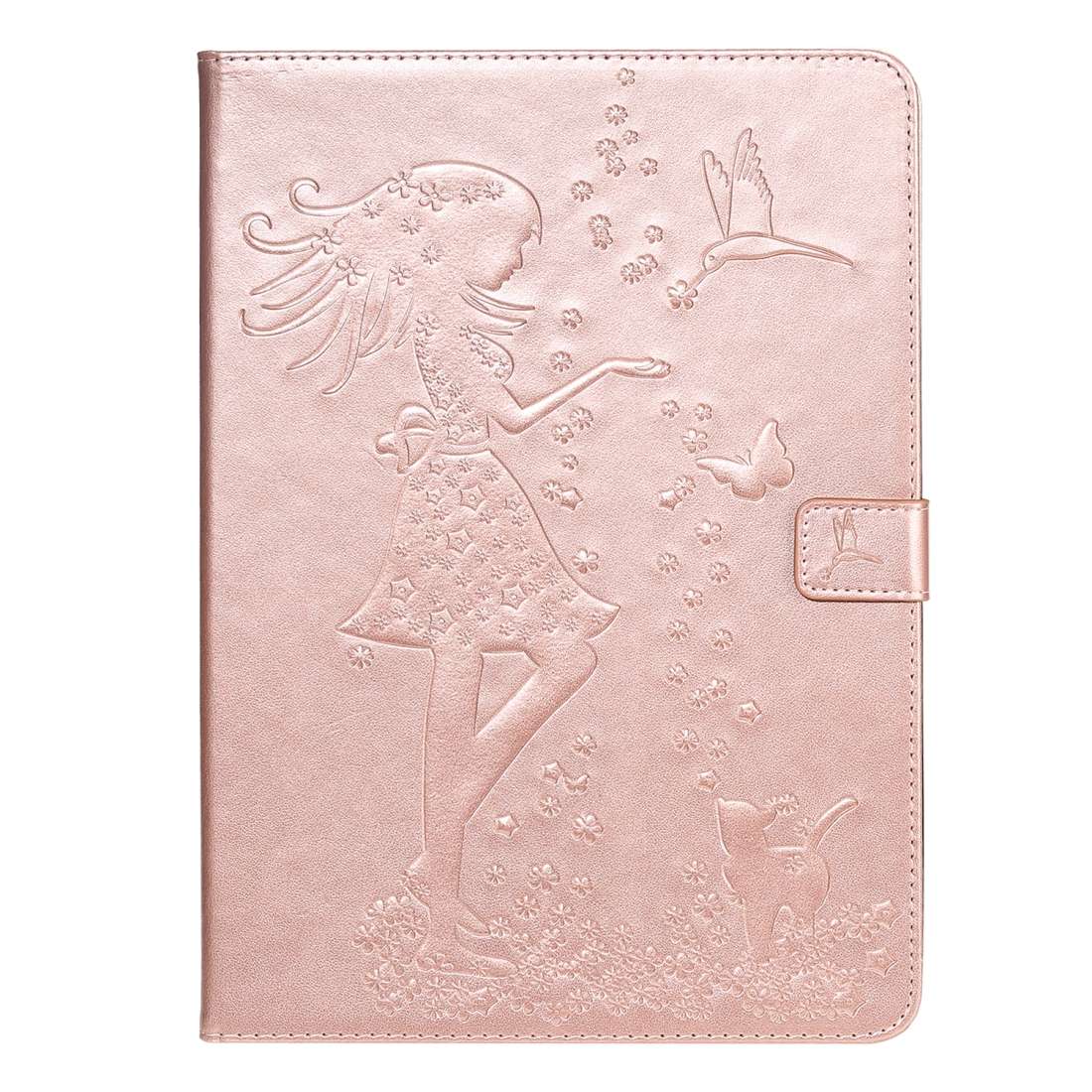 For iPad Pro 11 (2020) Pressed Printing Woman and Cat Pattern Horizontal Flip Leat ... (Rose Gold)