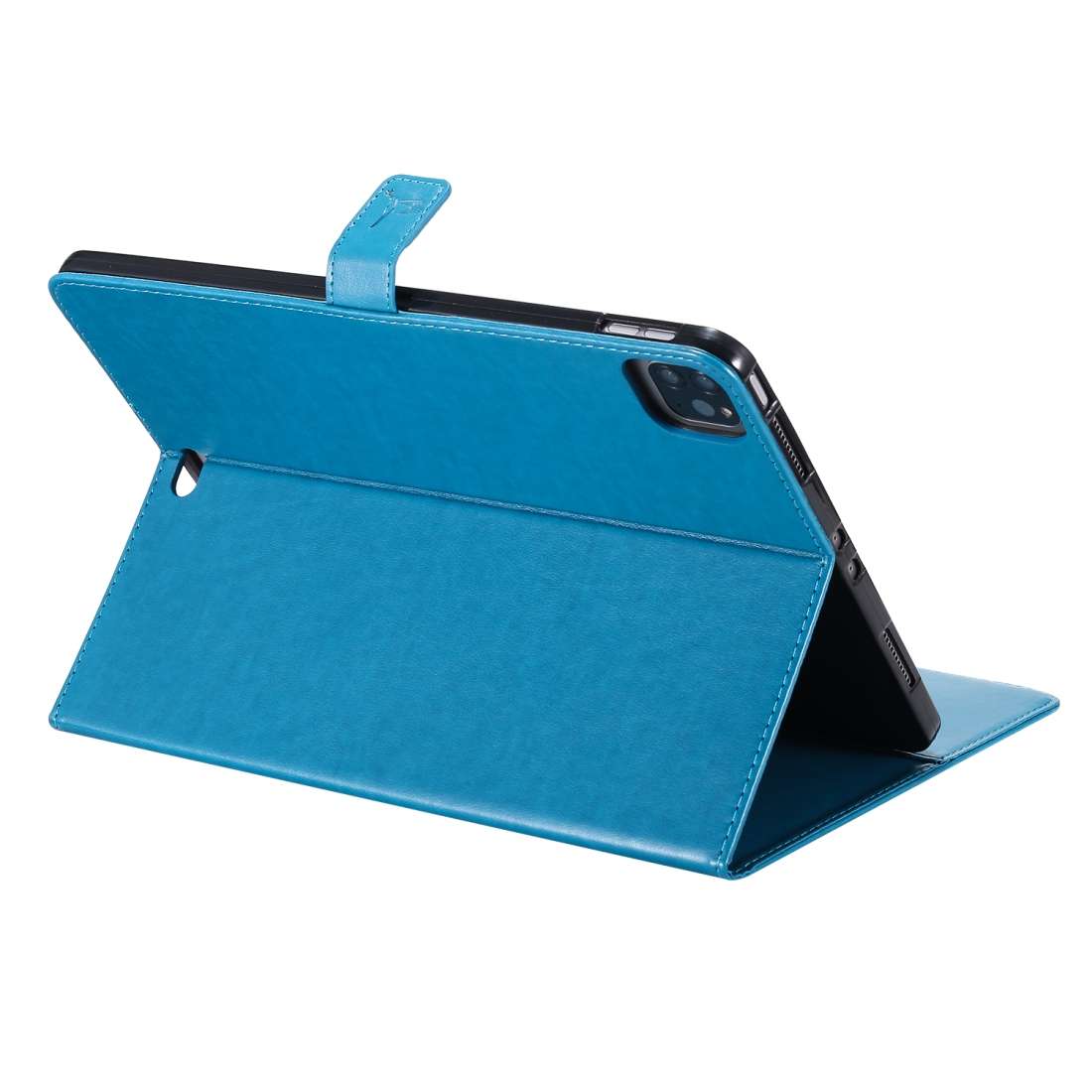 For iPad Pro 11 (2020) Pressed Printing Woman and Cat Pattern Horizontal Flip Leather T ... (Blue)