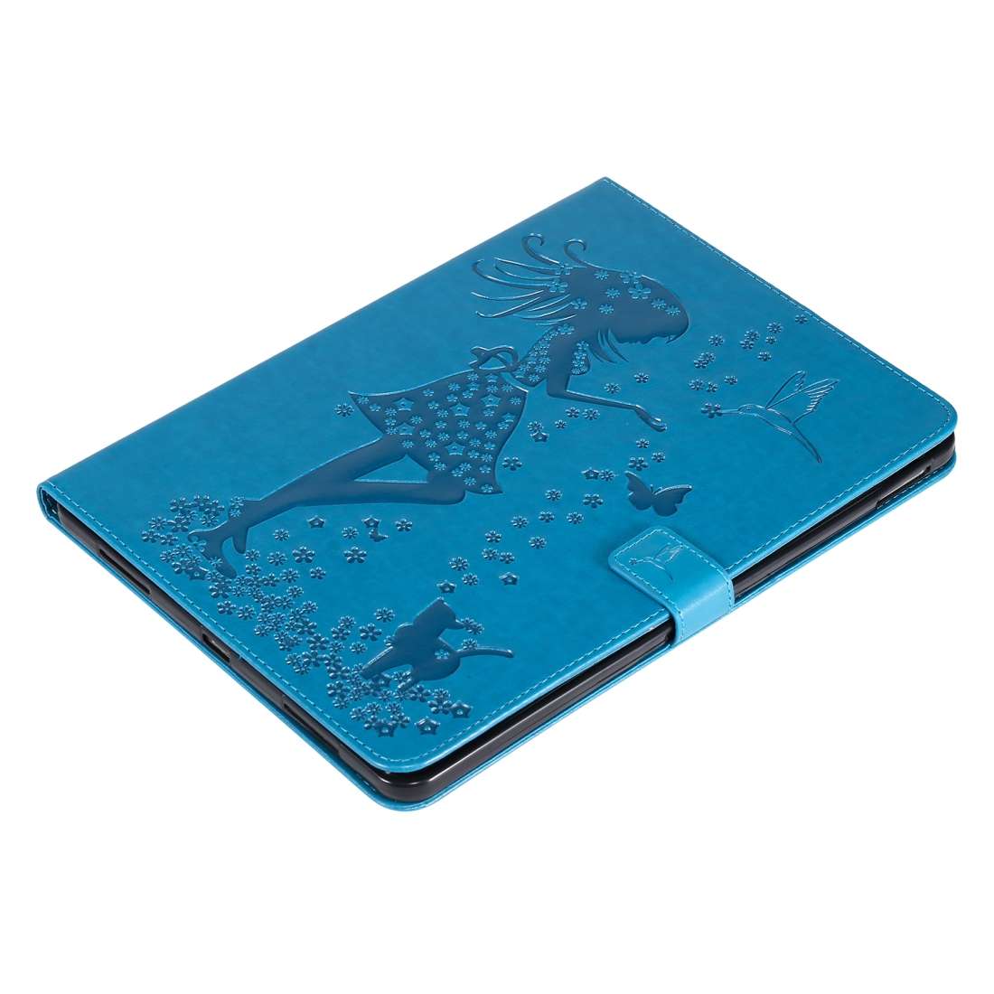 For iPad Pro 11 (2020) Pressed Printing Woman and Cat Pattern Horizontal Flip Leather T ... (Blue)