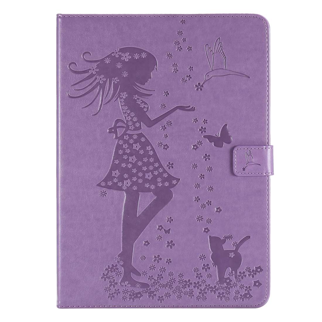 For iPad Pro 11 (2020) Pressed Printing Woman and Cat Pattern Horizontal Flip Leather ... (Purple)