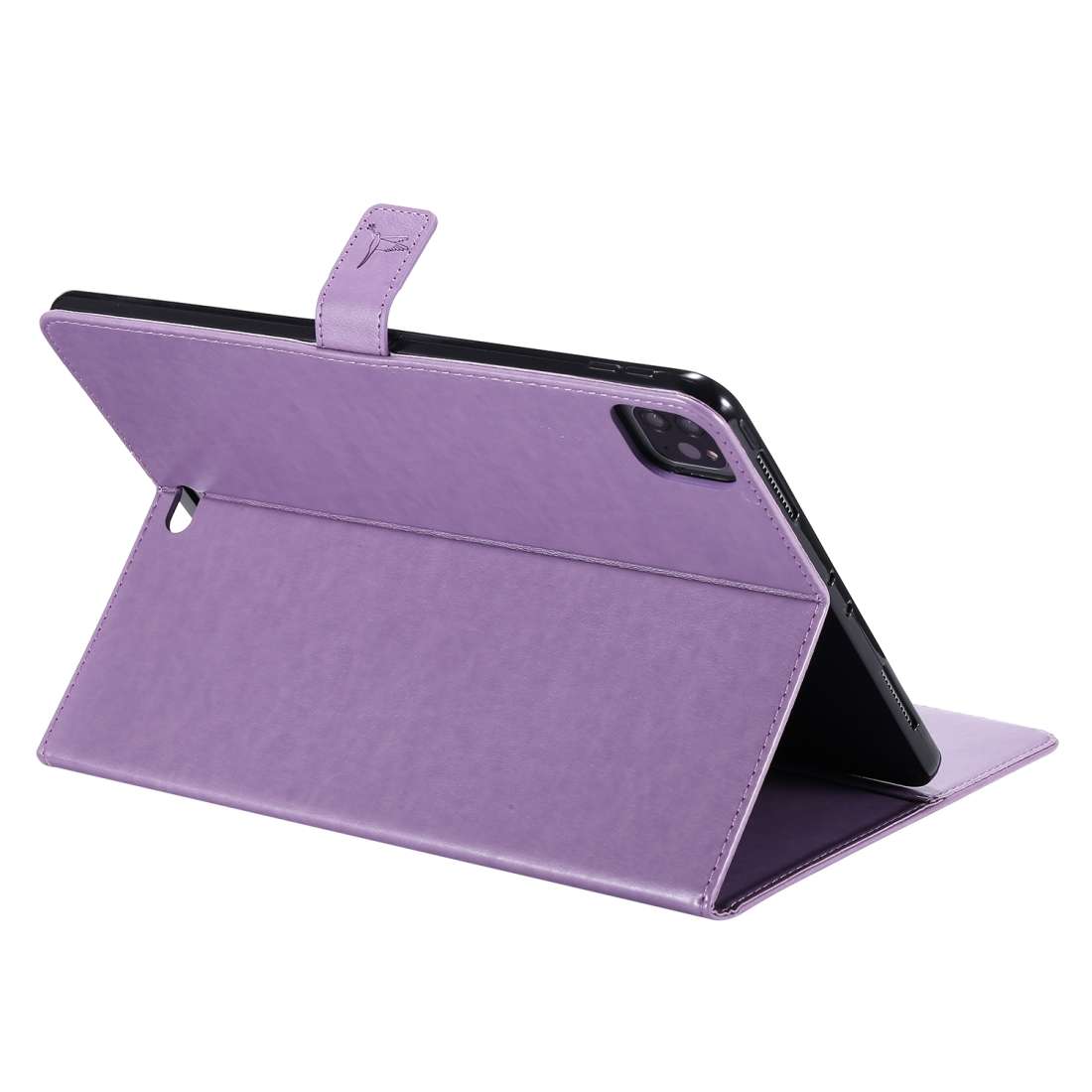For iPad Pro 11 (2020) Pressed Printing Woman and Cat Pattern Horizontal Flip Leather ... (Purple)