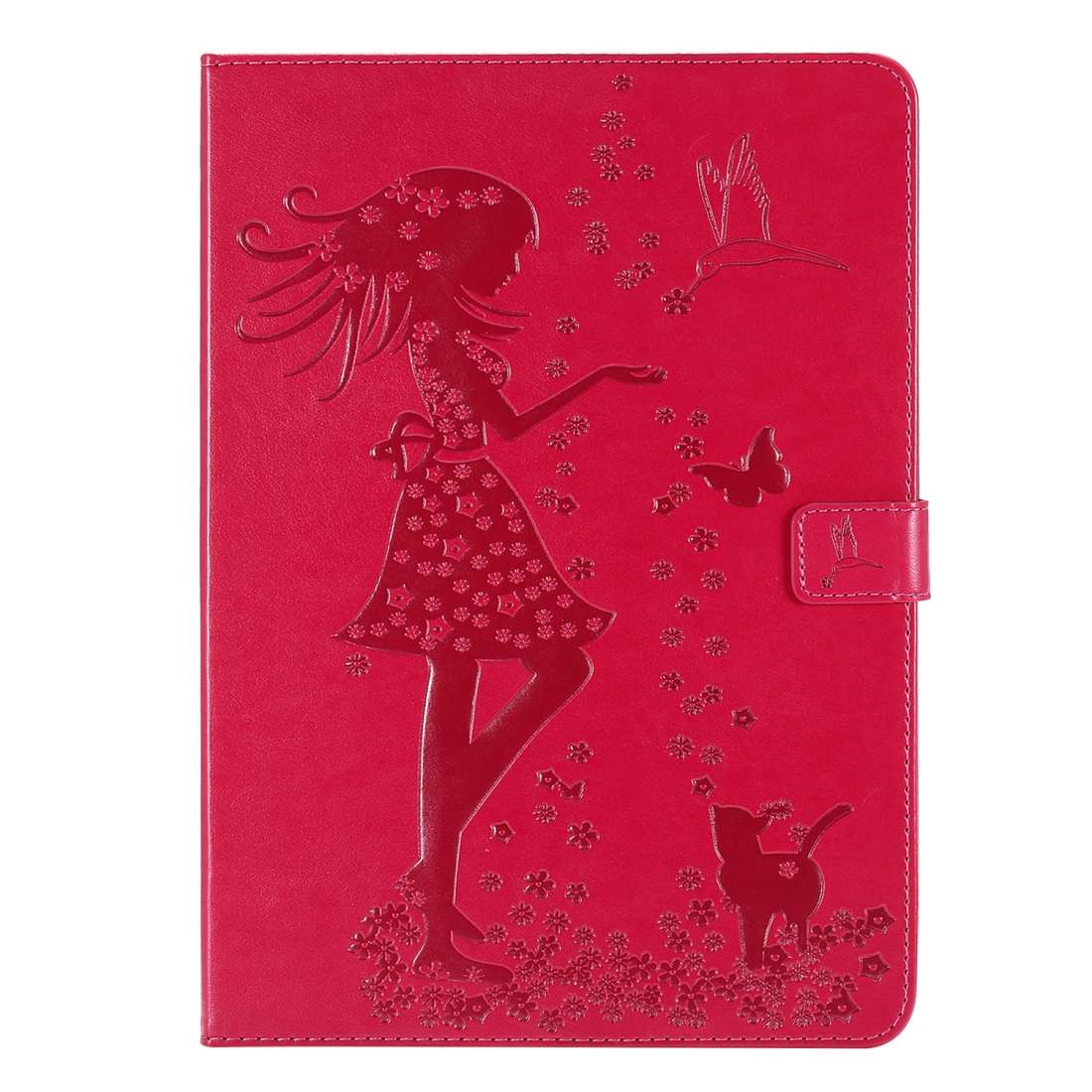 For iPad Pro 11 (2020) Pressed Printing Woman and Cat Pattern Horizontal Flip Leather Ta ... (Red)