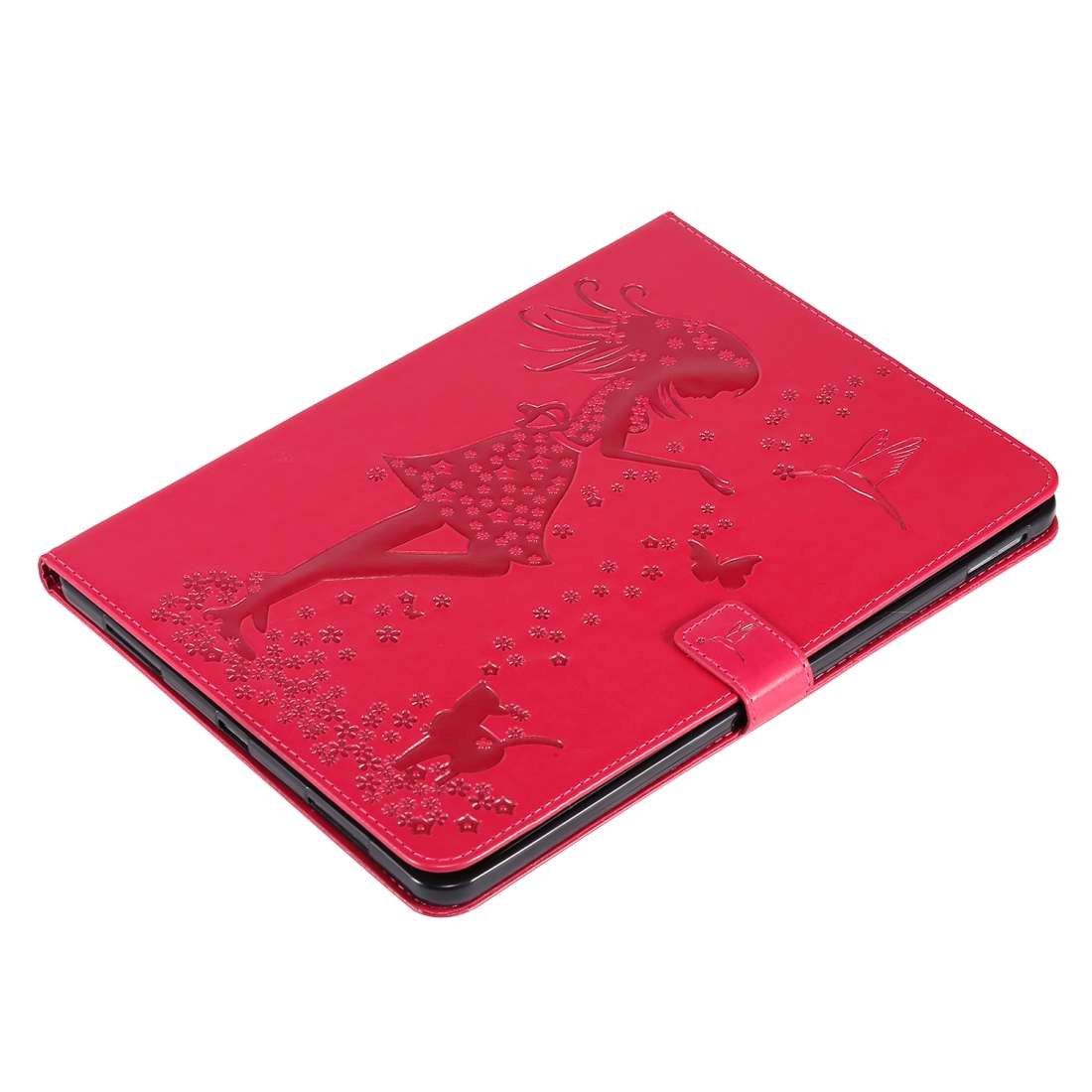 For iPad Pro 11 (2020) Pressed Printing Woman and Cat Pattern Horizontal Flip Leather Ta ... (Red)