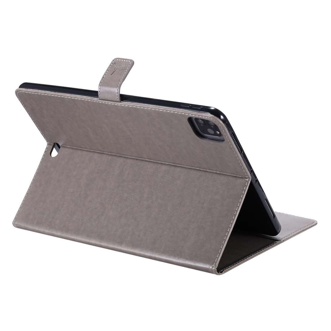 For iPad Pro 11 (2020) Pressed Printing Woman and Cat Pattern Horizontal Flip Leather T ... (Grey)