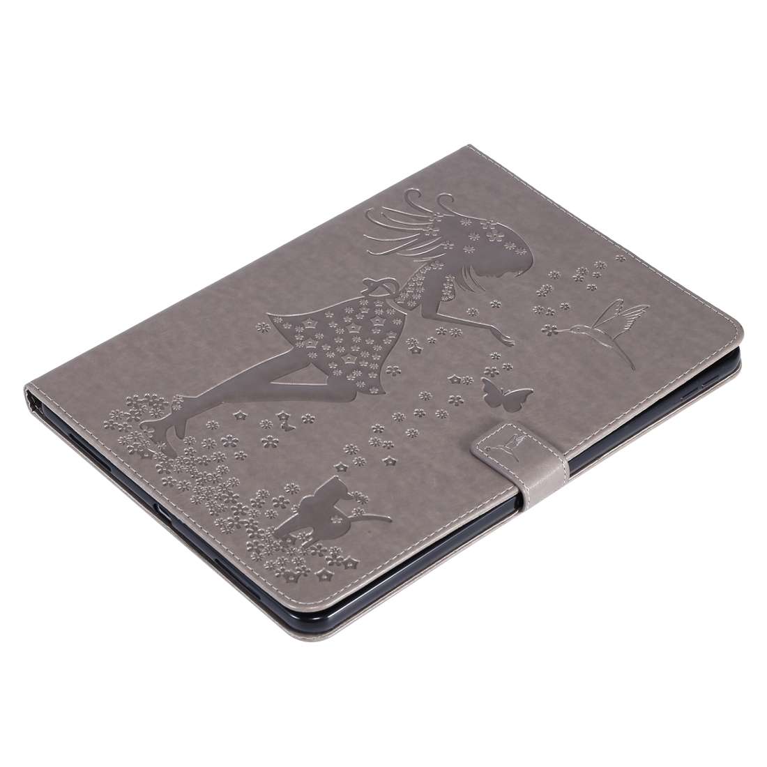 For iPad Pro 11 (2020) Pressed Printing Woman and Cat Pattern Horizontal Flip Leather T ... (Grey)