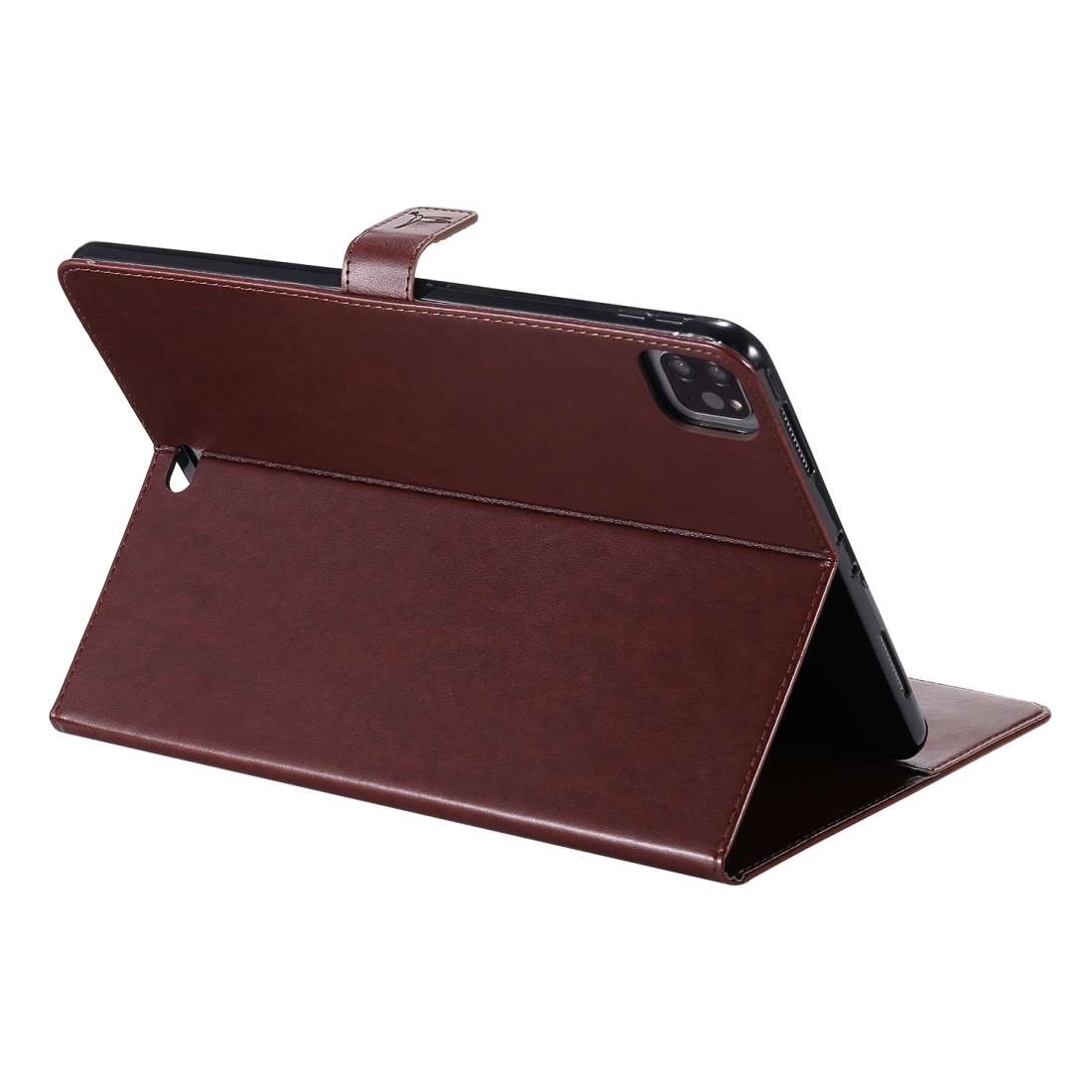 For iPad Pro 11 (2020) Pressed Printing Woman and Cat Pattern Horizontal Flip Leather ... (Coffee)