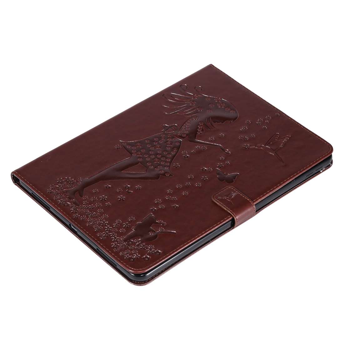 For iPad Pro 11 (2020) Pressed Printing Woman and Cat Pattern Horizontal Flip Leather ... (Coffee)