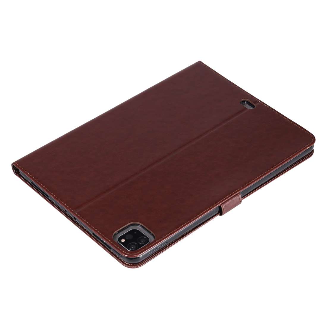 For iPad Pro 11 (2020) Pressed Printing Woman and Cat Pattern Horizontal Flip Leather ... (Coffee)