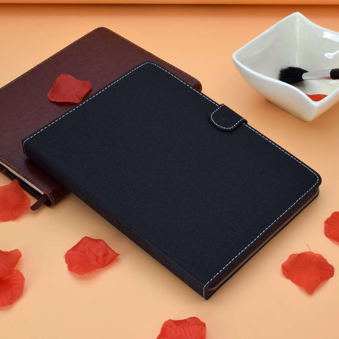 For 7 inch Solid Color Tablet PC Universal Magnetic Horizontal Flip Leather Case with ... (Black)