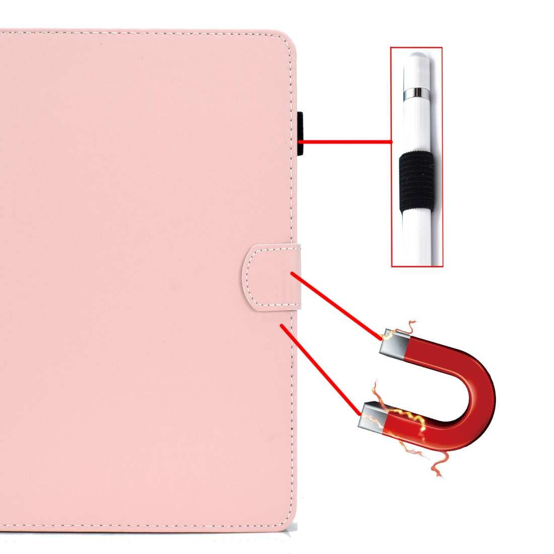 For 7 inch Solid Color Tablet PC Universal Magnetic Horizontal Flip Leather Case with C ... (Pink)