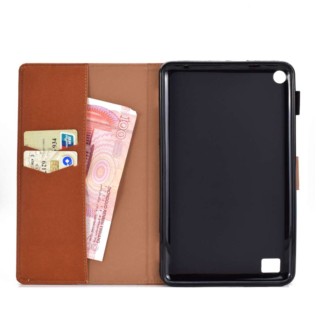 For Kindle Fire 7(2015/2017/2019) Solid Color Tablet PC Universal Magnetic Horizontal ... (Brown)