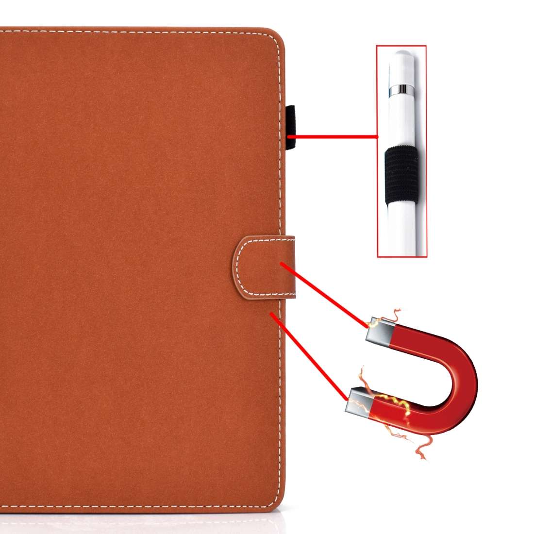For Kindle Fire 7(2015/2017/2019) Solid Color Tablet PC Universal Magnetic Horizontal ... (Brown)