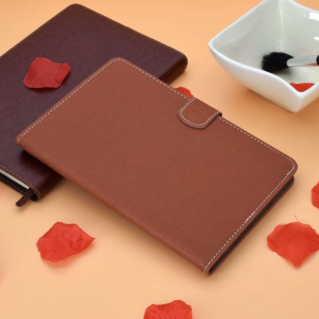 For Kindle Fire 7(2015/2017/2019) Solid Color Tablet PC Universal Magnetic Horizontal ... (Brown)