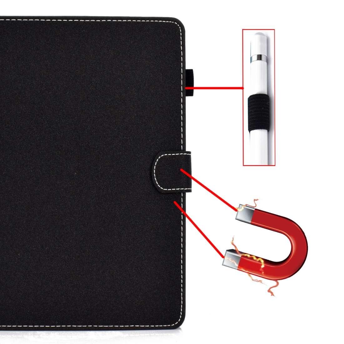 For Kindle Fire 7(2015/2017/2019) Solid Color Tablet PC Universal Magnetic Horizontal ... (Black)