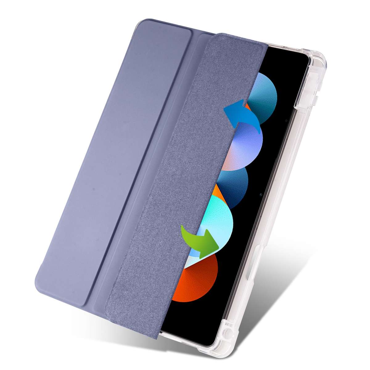 For Xiaomi Redmi Pad 10.61 3-folding Transparent TPU Smart Leather Tablet Case with P ... (Purple)