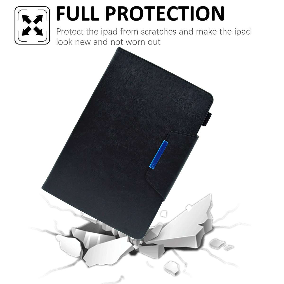 For 7 inch Suede Cross Texture Magnetic Clasp Leather Tablet Case(Black)