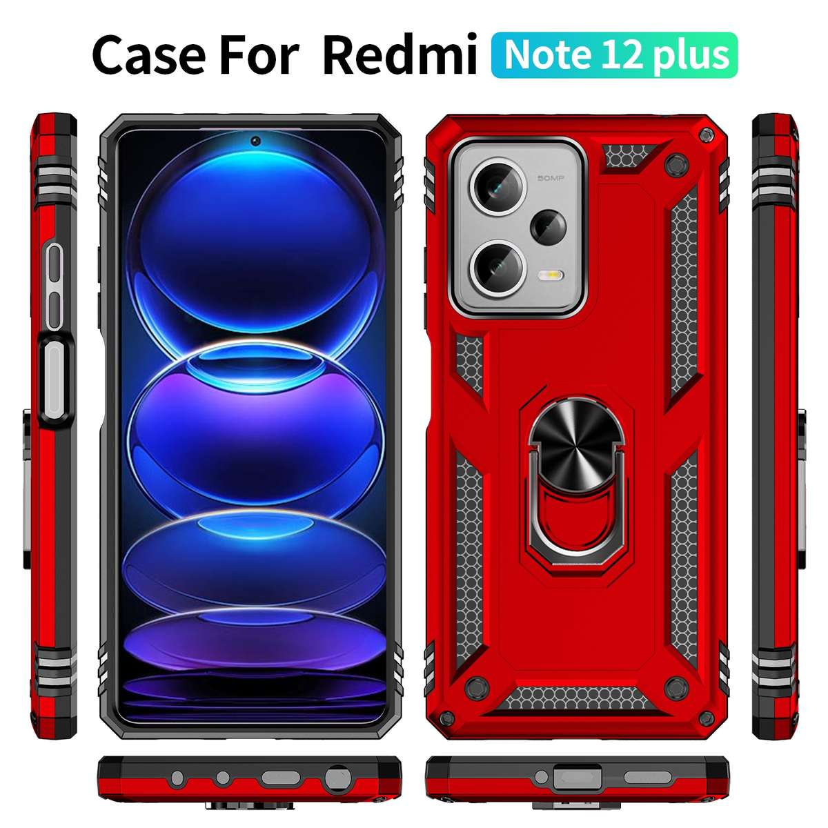 For Xiaomi Redmi Note 12 Pro+ Shockproof TPU + PC Phone Case with Holder(Silver)