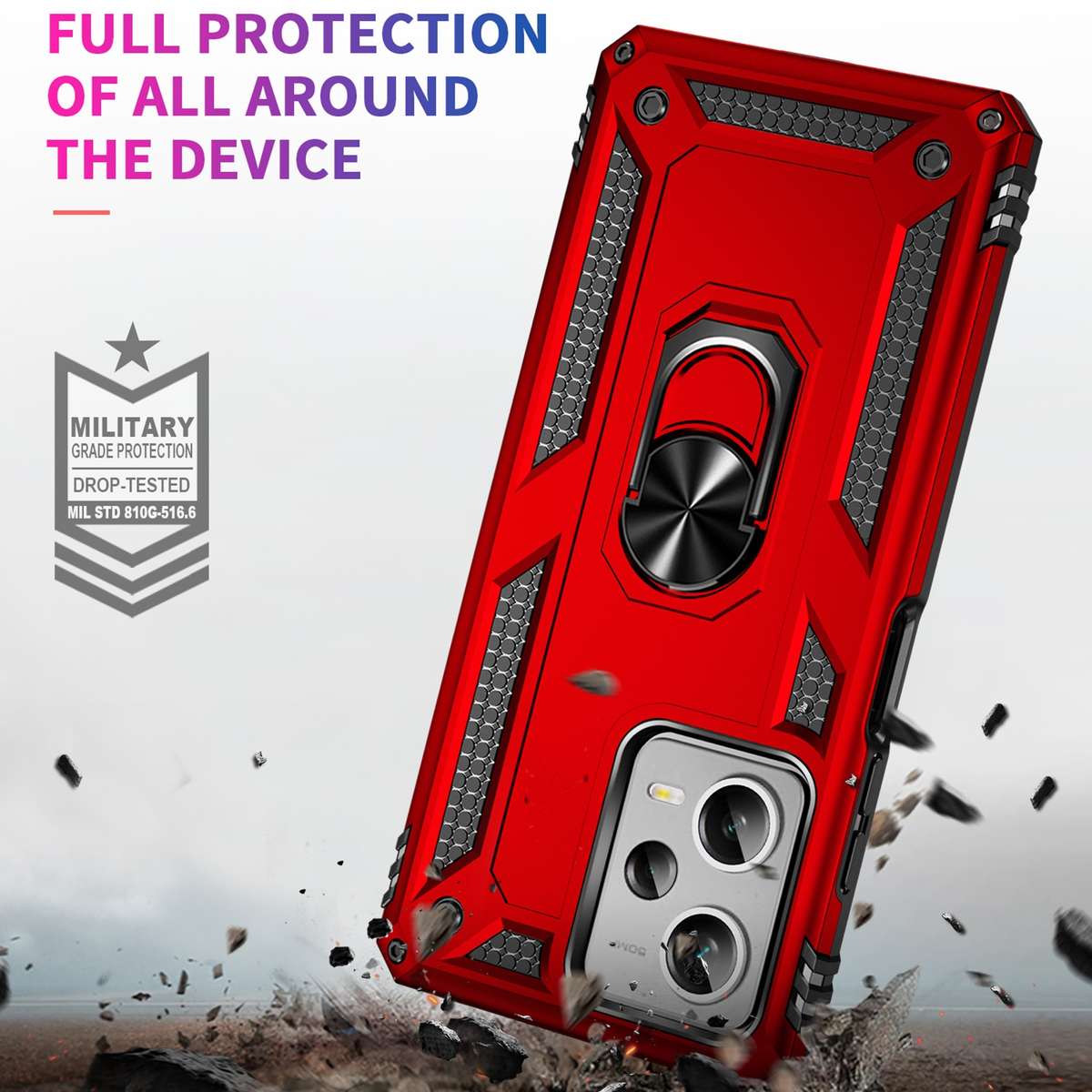 For Xiaomi Redmi Note 12 Pro+ Shockproof TPU + PC Phone Case with Holder(Silver)