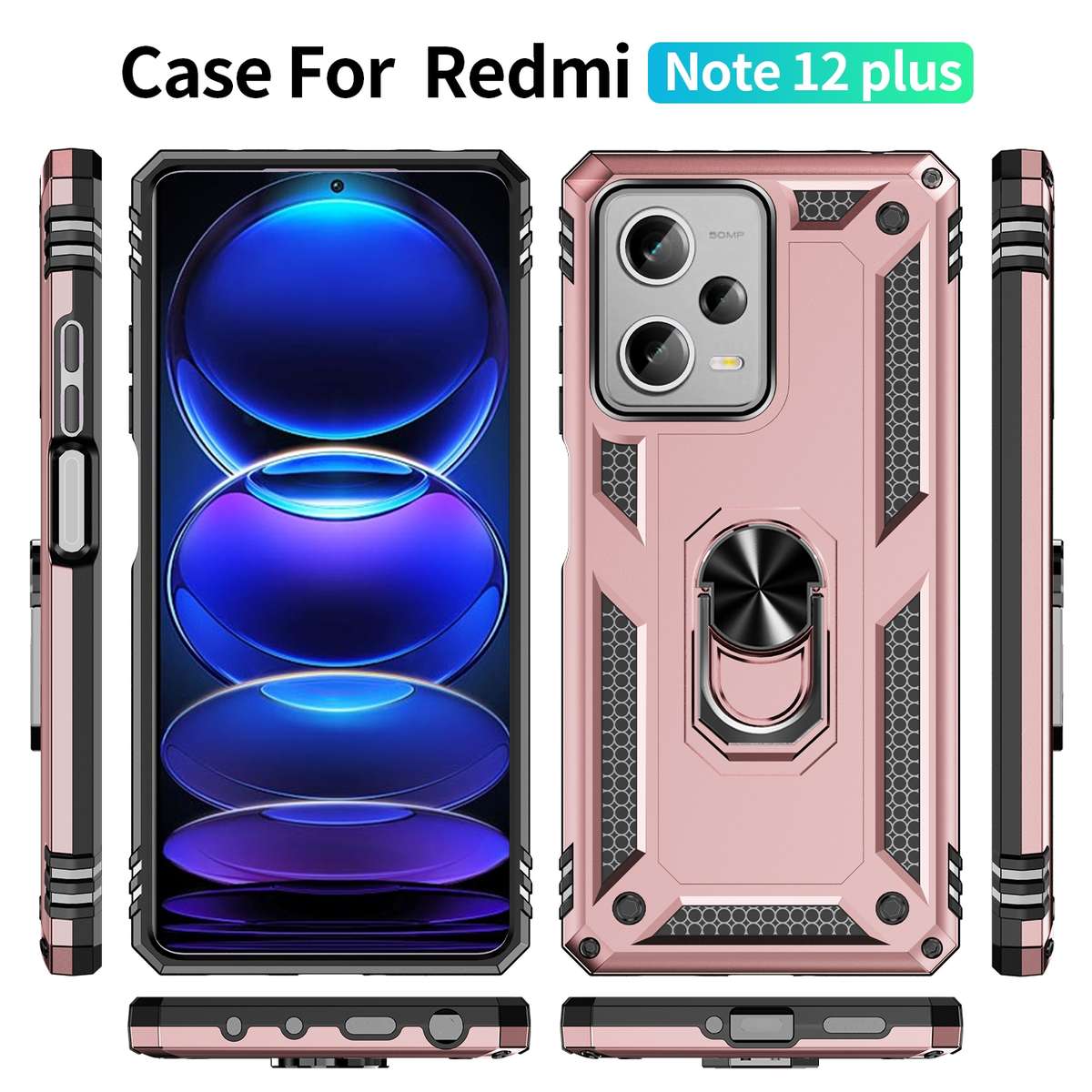 For Xiaomi Redmi Note 12 Pro+ Shockproof TPU + PC Phone Case with Holder(Silver)