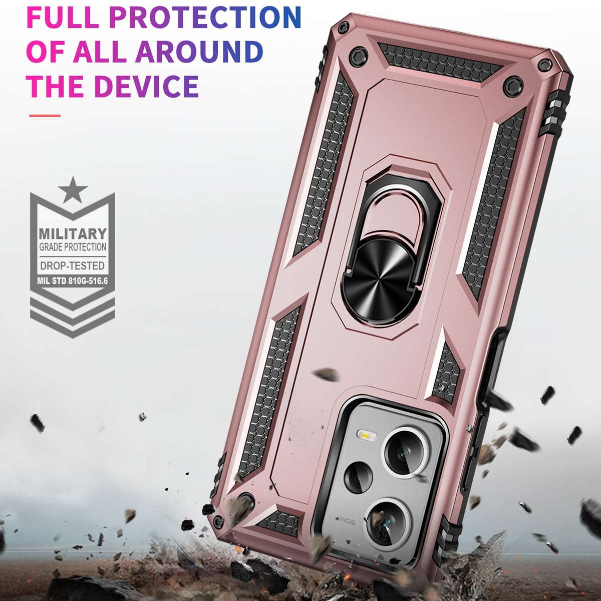 For Xiaomi Redmi Note 12 Pro+ Shockproof TPU + PC Phone Case with Holder(Silver)