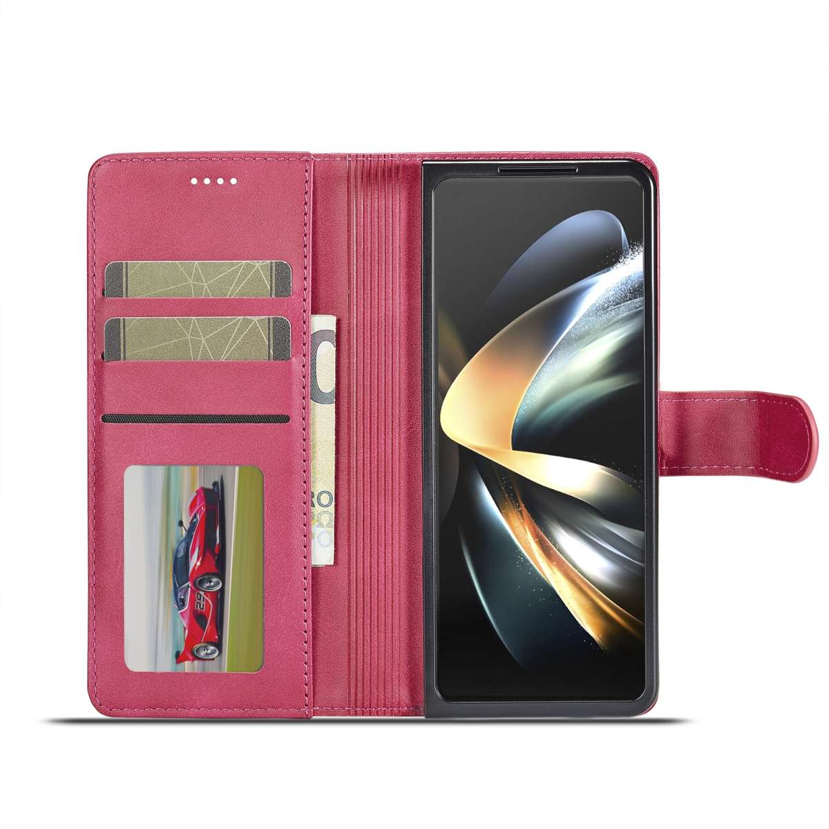 For Samsung Galaxy Z Fold5 5G LC.IMEEKE Calf Texture Leather Phone Case(Red)