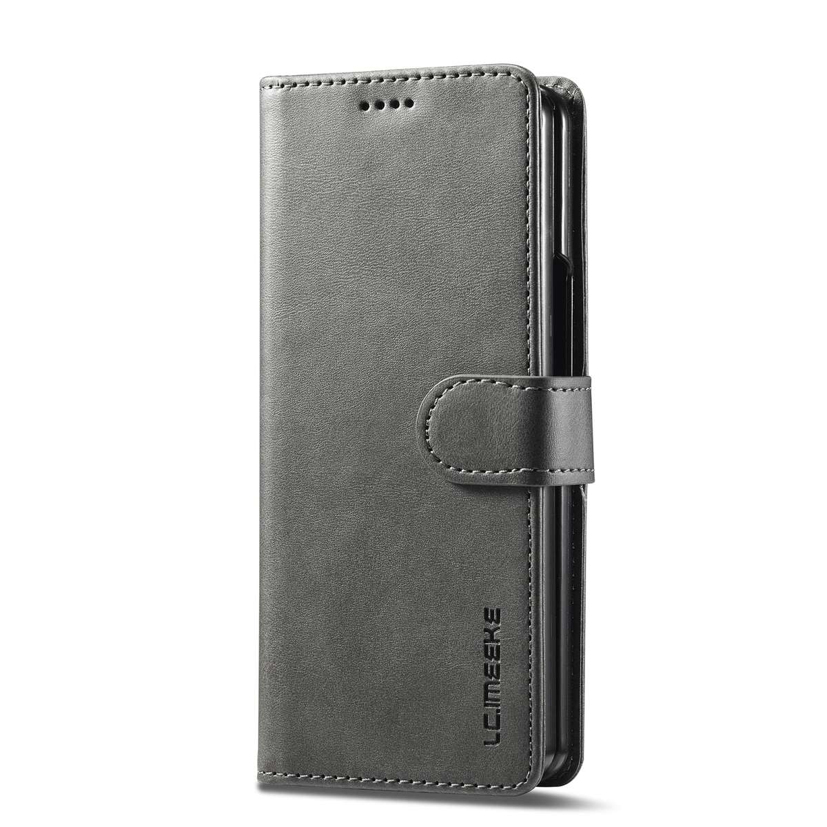 For Samsung Galaxy Z Fold5 5G LC.IMEEKE Calf Texture Leather Phone Case(Grey)