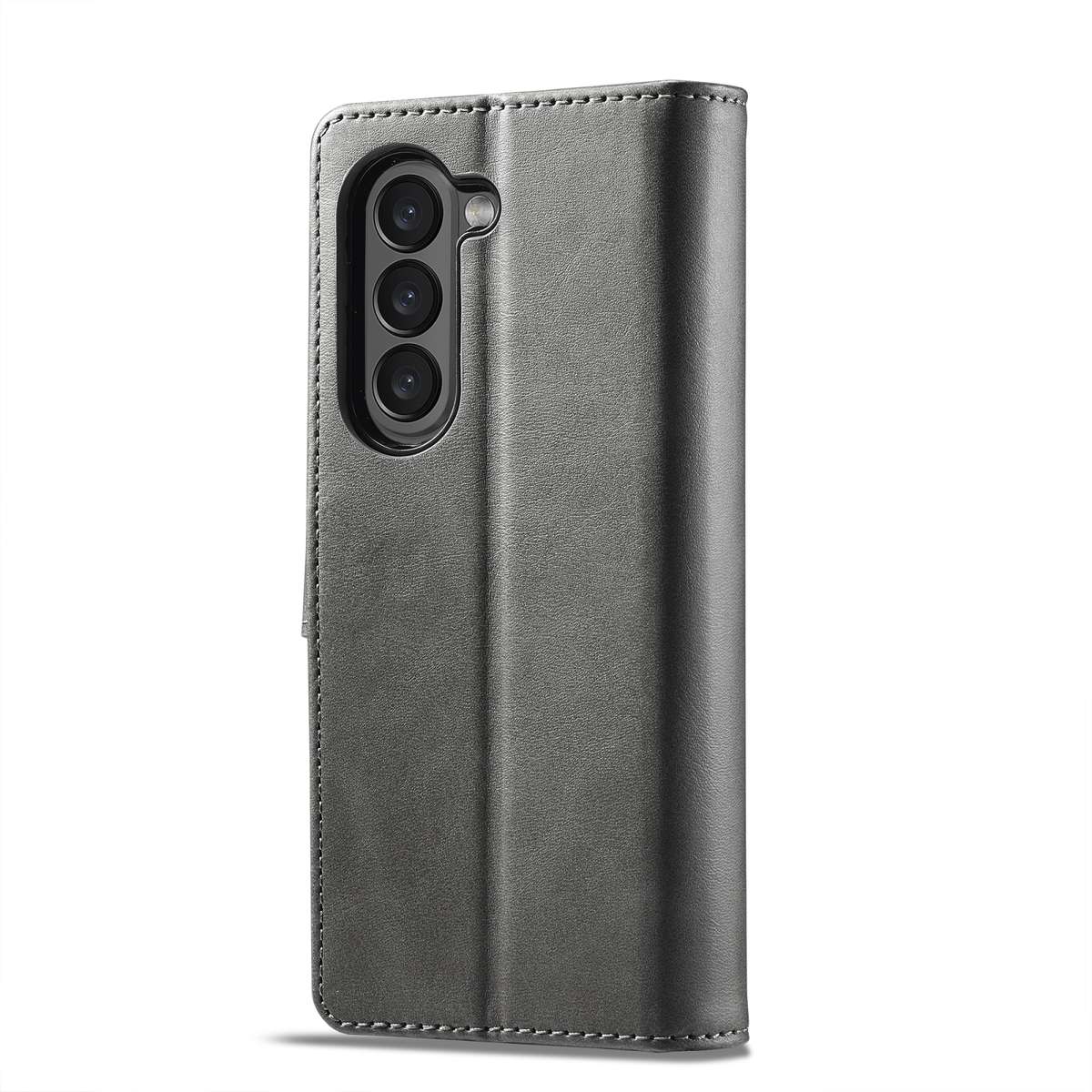 For Samsung Galaxy Z Fold5 5G LC.IMEEKE Calf Texture Leather Phone Case(Grey)