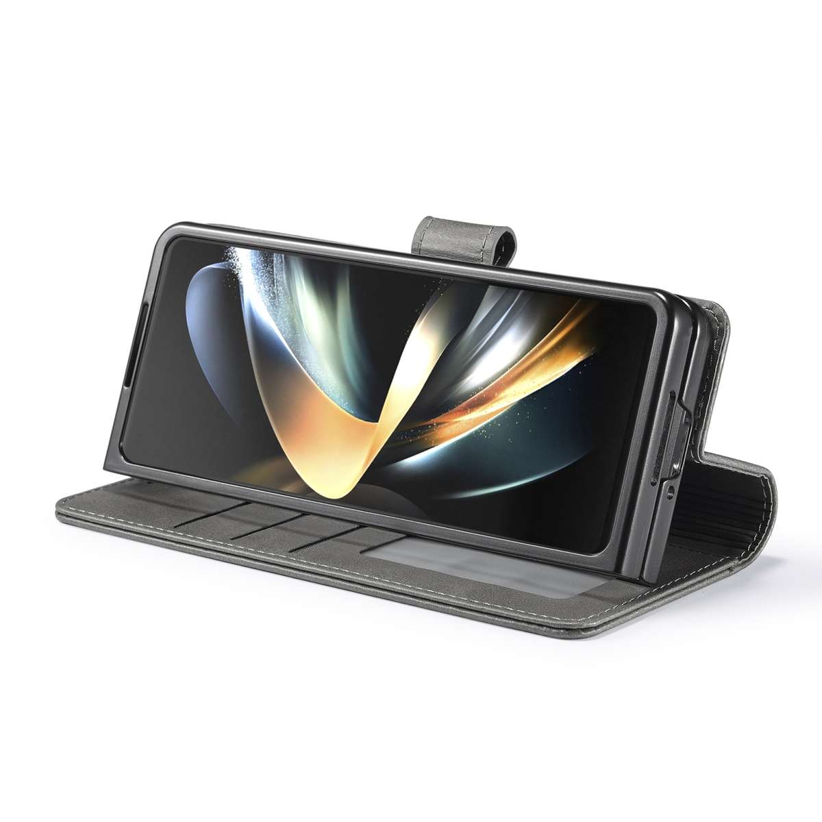 For Samsung Galaxy Z Fold5 5G LC.IMEEKE Calf Texture Leather Phone Case(Grey)