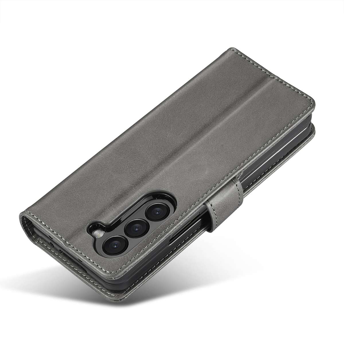 For Samsung Galaxy Z Fold5 5G LC.IMEEKE Calf Texture Leather Phone Case(Grey)
