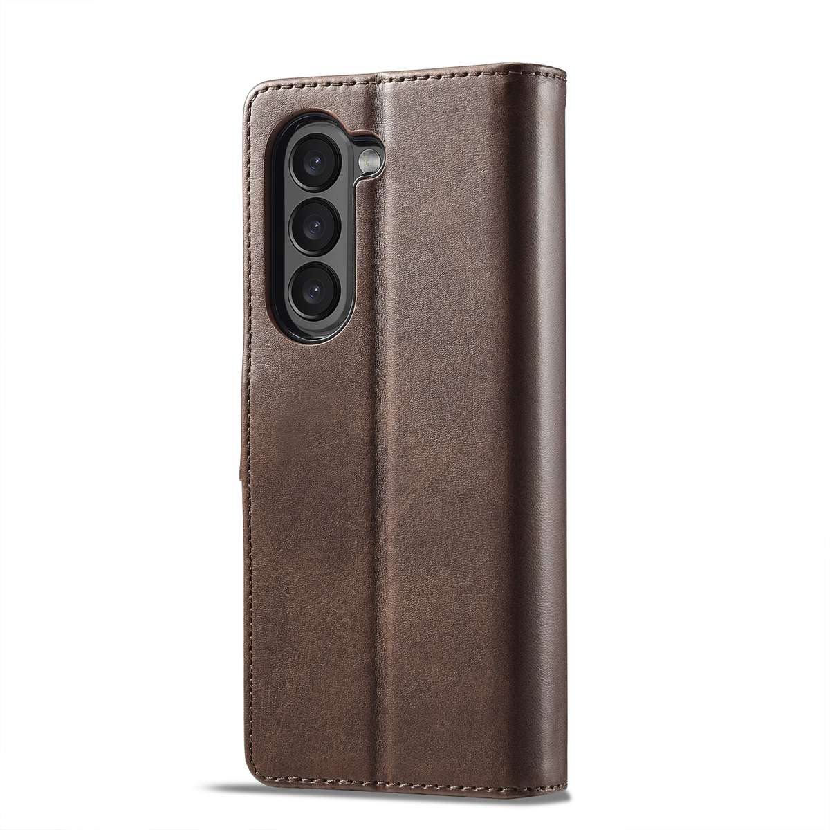 For Samsung Galaxy Z Fold5 5G LC.IMEEKE Calf Texture Leather Phone Case(Coffee)