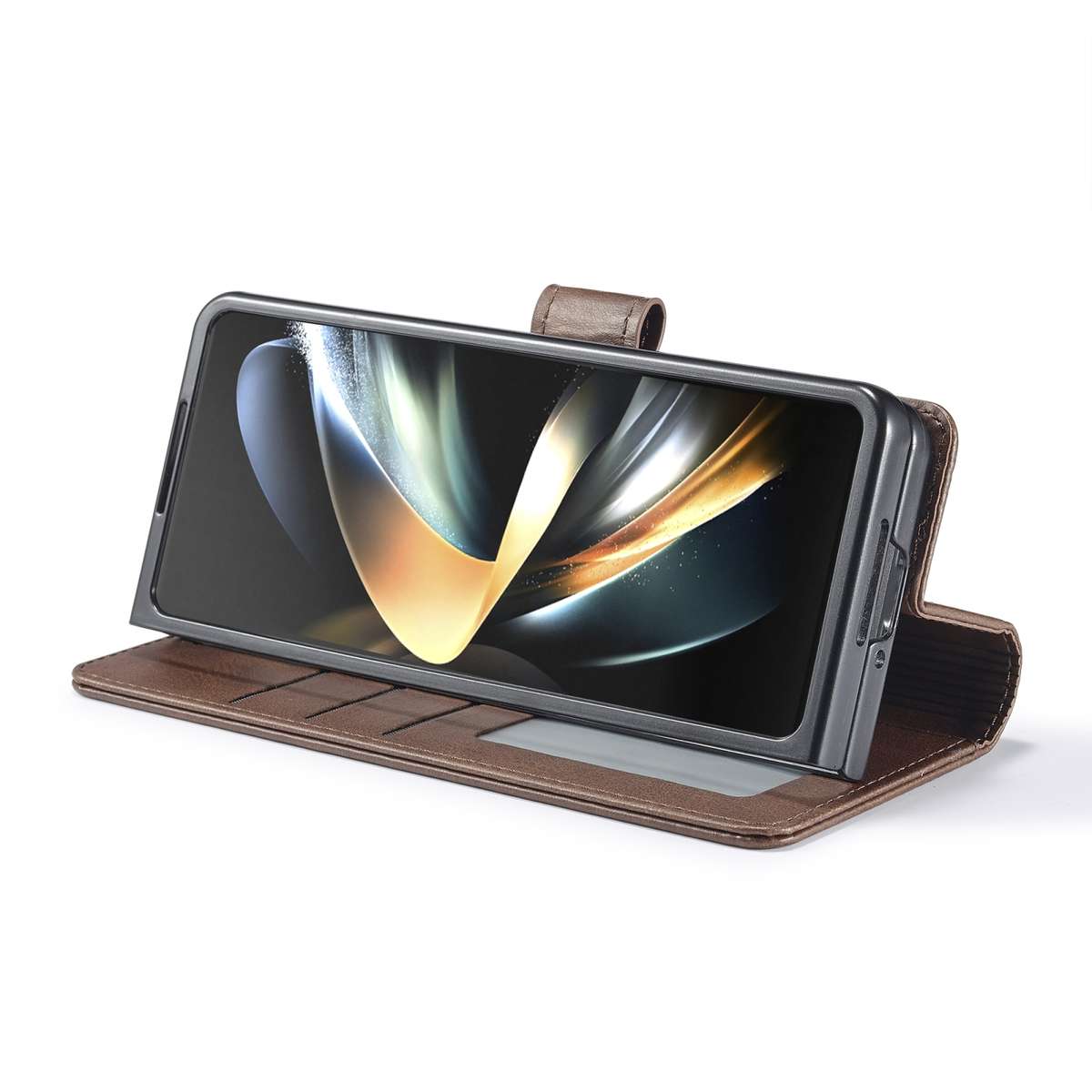For Samsung Galaxy Z Fold5 5G LC.IMEEKE Calf Texture Leather Phone Case(Coffee)