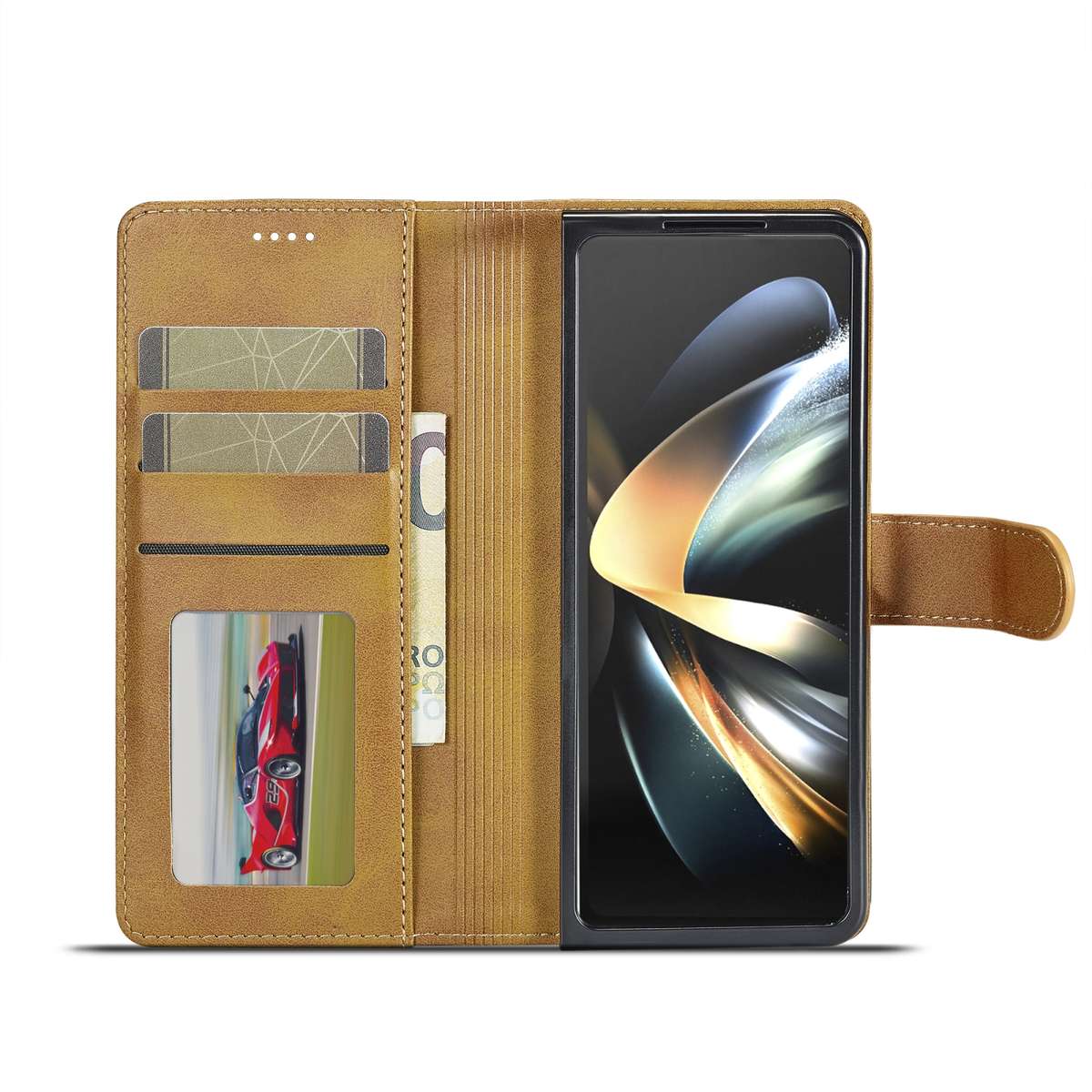 For Samsung Galaxy Z Fold5 5G LC.IMEEKE Calf Texture Leather Phone Case(Brown)
