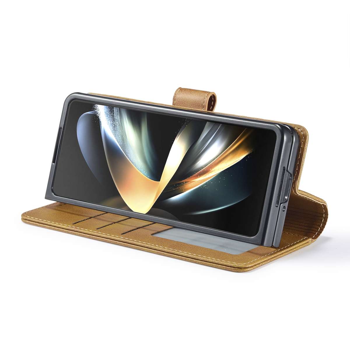For Samsung Galaxy Z Fold5 5G LC.IMEEKE Calf Texture Leather Phone Case(Brown)
