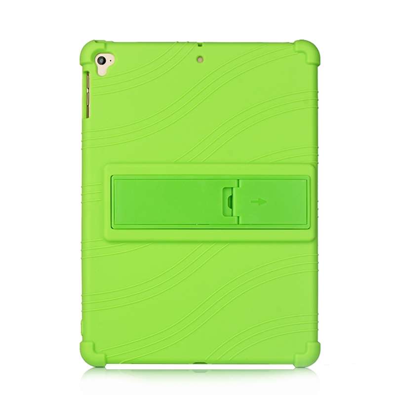 For iPad 6 (9.7 Universal) Tablet PC Silicone Protective Case with Invisible Bracket(Green)