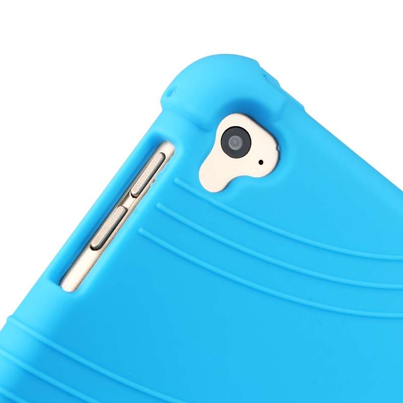 For iPad 6 (9.7 Universal) Tablet PC Silicone Protective Case with Invisible Bracket(Dark Blue)
