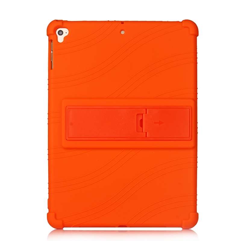 For iPad 6 (9.7 Universal) Tablet PC Silicone Protective Case with Invisible Bracket(Orange)