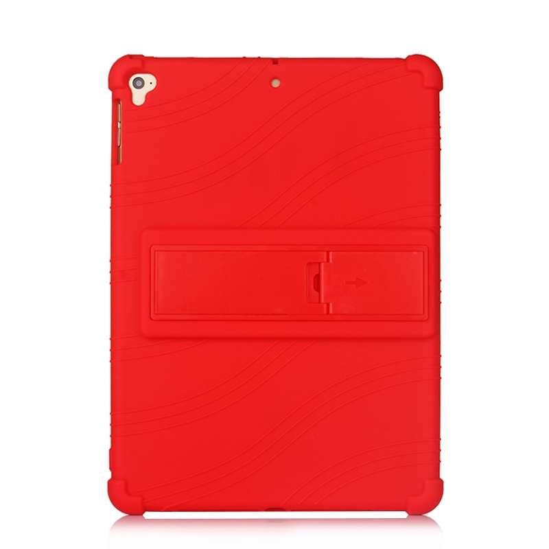 For iPad 6 (9.7 Universal) Tablet PC Silicone Protective Case with Invisible Bracket(Red)