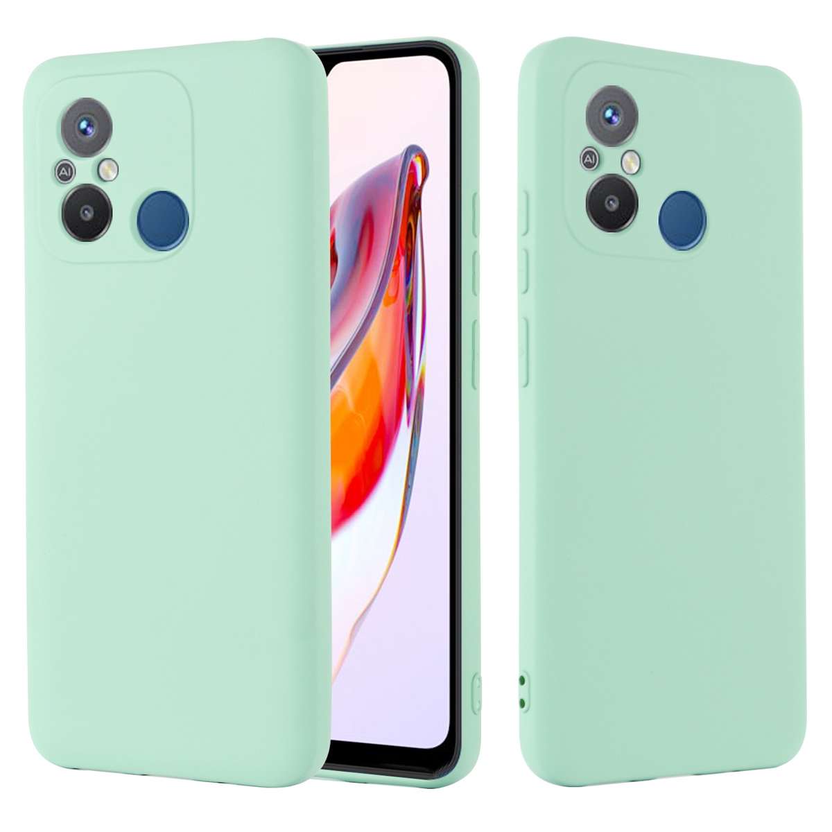 For Xiaomi Redmi 12C / 11A / Poco C55 Pure Color Liquid Silicone Shockproof Phone Case(Green)