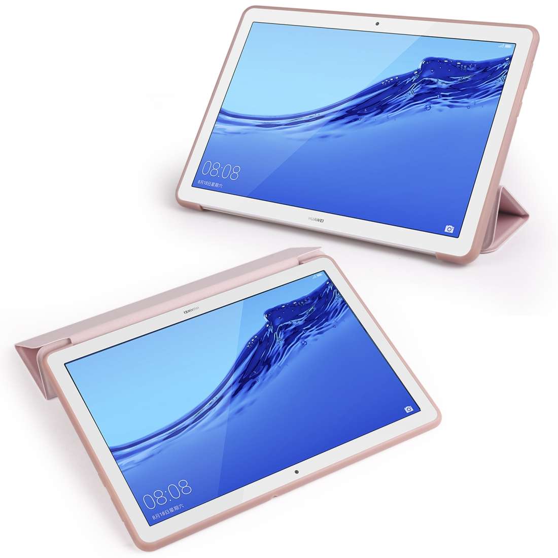 Huawei MediaPad T5 10 inch 3-folding Horizontal Flip PU Leather + Shockproof Honey ... (Rose Gold)