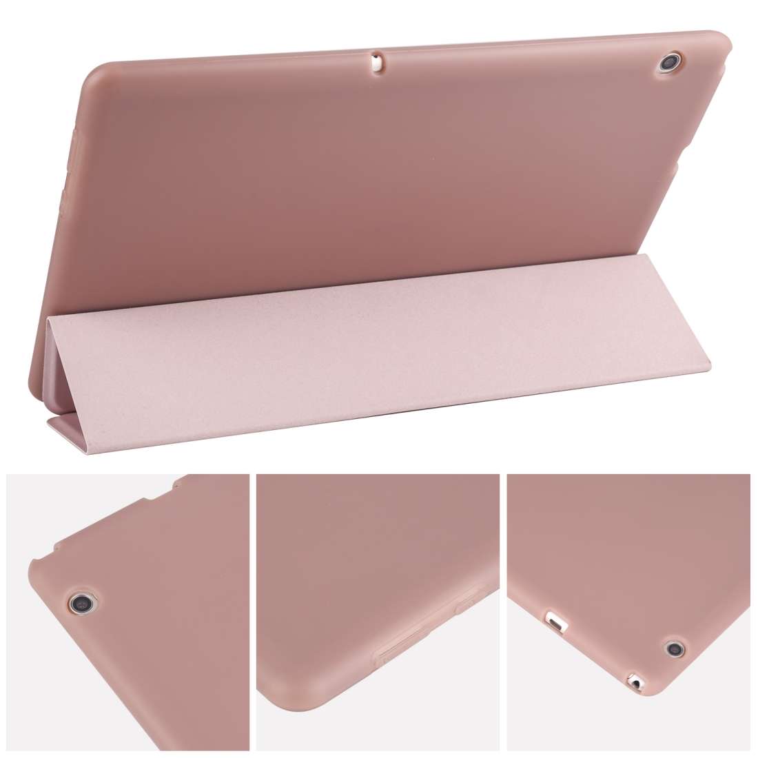 Huawei MediaPad T5 10 inch 3-folding Horizontal Flip PU Leather + Shockproof Honey ... (Rose Gold)