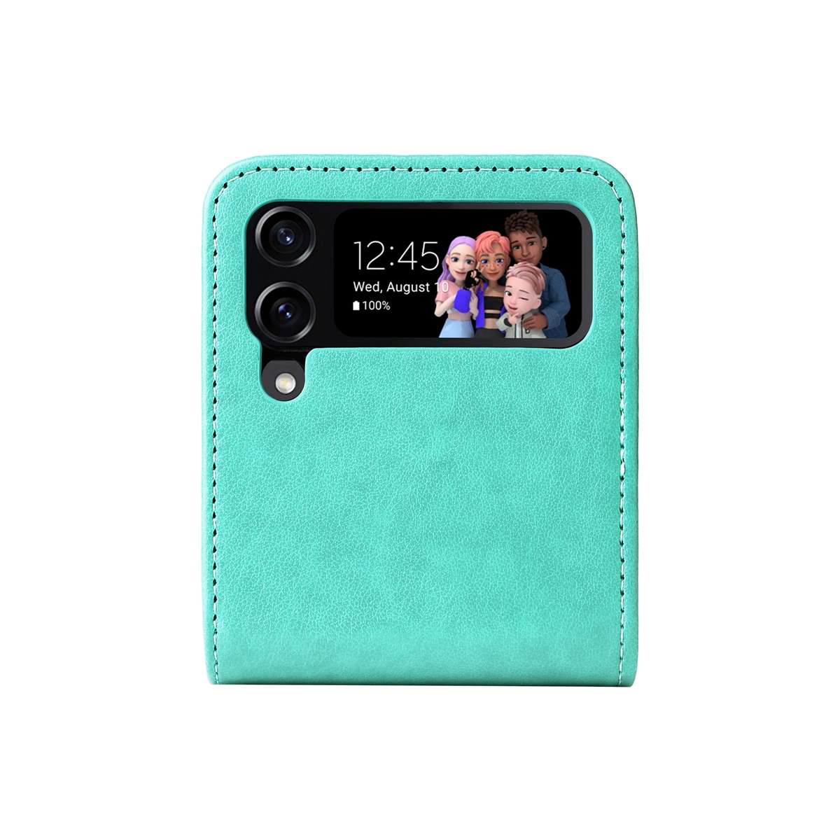 For Samsung Galaxy Z Flip4 5G Embossed Sunflower Leather Phone Case(Green)