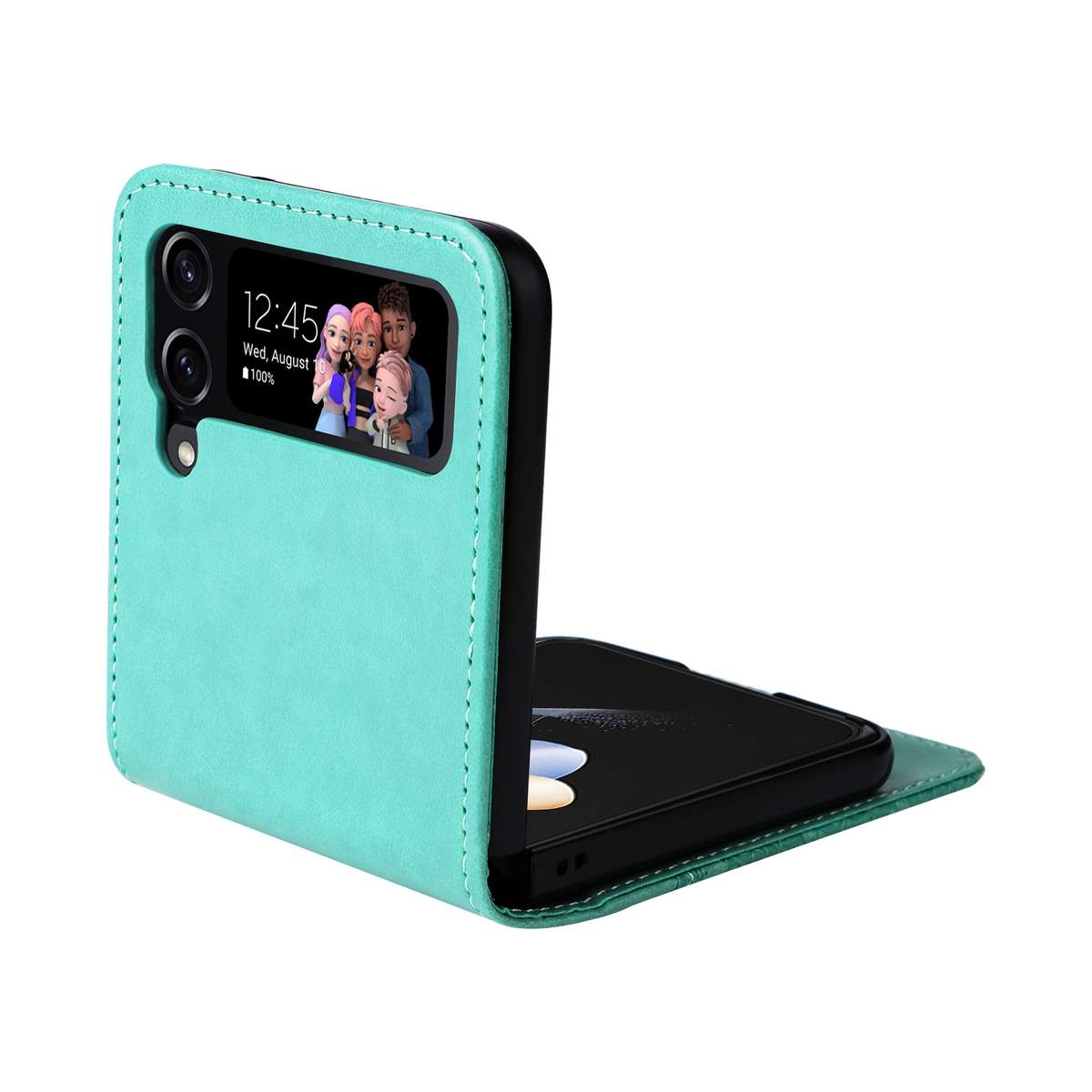 For Samsung Galaxy Z Flip4 5G Embossed Sunflower Leather Phone Case(Green)