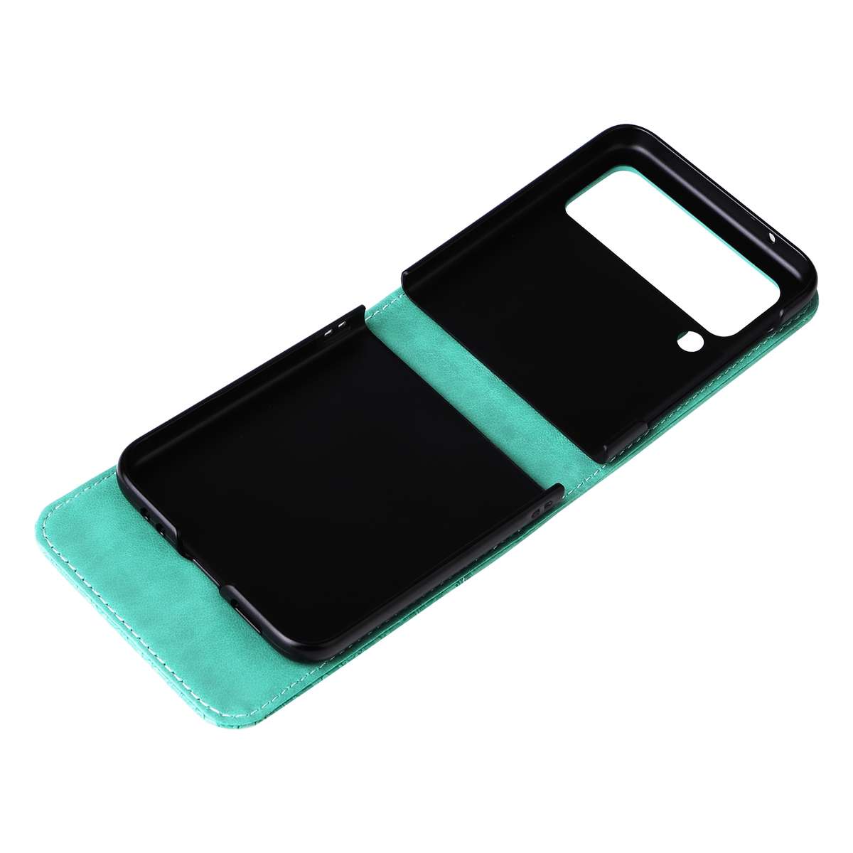 For Samsung Galaxy Z Flip4 5G Embossed Sunflower Leather Phone Case(Green)