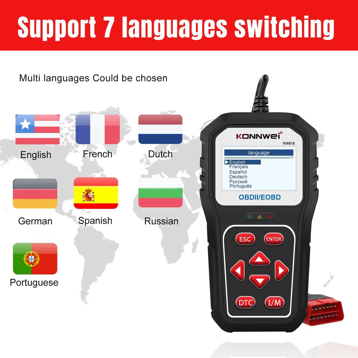 KONNWE KW818 Car OBD2 Bluetooth Fault Detector Diagnostic Tools